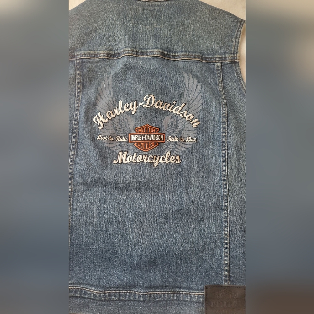 Harley-Davidson Blue Denim Cutoff Vest - Picture 7 of 10